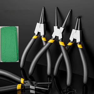 TEMU 고탄소강으로 제작된 헤비 듀티 스냅 링 플라이어 세트 (7인치). 직선 및 곡선형 조, 녹 방지 광택 표면, 고품질 스프링 장착, 내부 및 외부 스냅 링 제거기 포함.