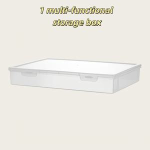 TEMU 튼튼한 대용량 투명 다용도 수납 상자 | 사무실 및 가정 정리, 문서 보관에 적합, 폴리프로필렌 재질