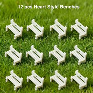 TEMU 12개 미니어처 벤치 - 테라리움 조경용, 내구성 PVC 수지 레트로 원형 테이블 벤치, 요정 정원, 디오라마, 이끼 테이블, 모래 트레이, DIY 공예용 - 미니어처 장면 & 데스크탑 장식용 작은 공원 벤치