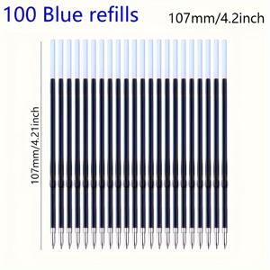 TEMU 100개입/박스 0.7mm 볼펜 리필 블랙 블루 레드 교체 가능 코어 범용 107mm 길이 프레스 스타일 펜 사무용품