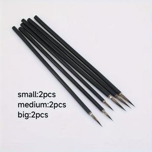 TEMU 여우털로 제작된 중국 서예 붓 6개 세트. 세라믹에 아ンダ글레이즈 장식을 사용하여 섬세한 선을 그릴 때 적합합니다.