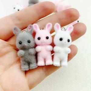 TEMU 나만의 주얼리 만들기용 귀여운 플러시 토끼 레진 참 3개 세트 - 수제 귀걸이 및 목걸이, 동물 테마 공예 용품으로 완벽
