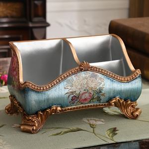 TEMU 시크한 빈티지 플로럴 레진 트레이, 추상 디자인 - 거실, 커피 테이블 및 특별한 날을 위한 이중 칸막이 리모컨 거치대 & 책상 정리함