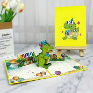 TEMU 1개 팝업 카드 + 봉투 포함, 만화 공룡 테마 생일카드 - 손자/손녀/아들/딸/조카/여동생/남동생/형제/누나/친구//남자친구에게 딱!