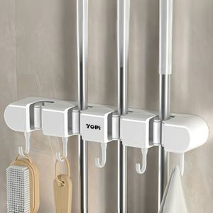 TEMU 1개 다기능 걸이형 걸레 홀더, 벽걸이형 걸레 랙, 드릴 불필요 자가 점착식 걸레 홀더, 빗자루 클립, 청소 도구, 욕실, 사무실, 주방, 옷장, 차고, 마당, 원예, 신학기 용품, 다용도 후크에 적합