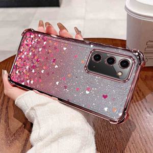 TEMU 삼성 갤럭시 노트 20용 투명 글리터 코팅된 하트 모양의 폰 케이스, 충격 방지 및 방수