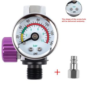 TEMU 2개/세트 페인트 스프레이 건 공기압 조절 게이지 키트, 퀵 커넥터 및 압력 게이지 포함, 조절 가능한 공기 유량 밸브, G1/4 범용 커넥터, 자동차 도장 및 공압 공구용
