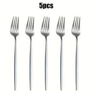 TEMU 5/10개 스테인리스 스틸 식기 포크 세트, 8.46인치 식기 스테인리스 스틸 샐러드 포크 세트, 과일 포크 세트, 거울 광택, 식기세척기 사용 가능, 가정, 주방, 휴일 축하 및 레스토랑 사용에 적합