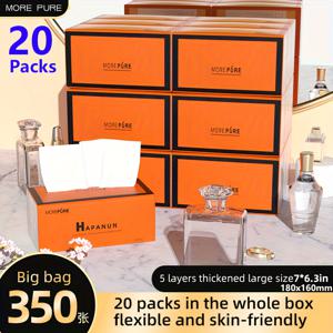 TEMU 호텔용 페이셜 티슈 20개 대용량 팩, 레스토랑 냅킨, 각 팩에 350매 포함, 부드러운 종이 손수건 및 화장지, 두꺼운 천연 나무 펄프 티슈, 습식 및 건식 사용 모두에 적합, 거실에서 사용 가능