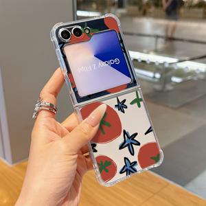 TEMU 그라피티 토마토 폰 케이스 - 플립 5, Z 플립 6, Flip 6 호환 - 충격 방지 투명 소프트 백 커버