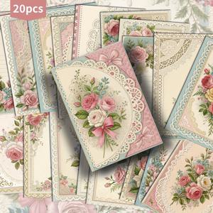 TEMU 20팩 빈티지 플로럴 엽서 - 4x6인치 인어 핀업 일러스트레이션, 레이스 테두리 & 파스텔 컬러, 스크랩북용 수집 카드, 할머니날 선물, 공예 액세서리, 생동감 넘치는 빈티지 포스트카드