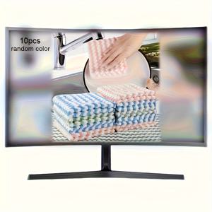 TEMU 10개입 극세사 청소용 천, 주방, 욕실에 적합하며 스타일 패턴 특징 - 세척 용이 및 재사용 가능, 주방 타월