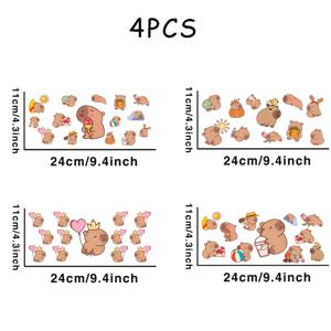 TEMU 4개/세트 귀여운 카피바라, UV DTF 전사지, 카피바라 시리즈 디자인, 16oz 리비 유리 DIY 공예용, 크리스마스 장식에 최적의 선택