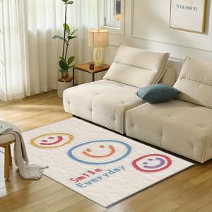 TEMU 1개 벨벳 도어매트, 스마일이 있는 디자인, 손님 맞이용으로 완벽, 실내외 사용에 적합, 침대 옆 러그, 욕실 매트, 작은 바닥 매트, 봄, 여름, 가을, 겨울에 이상적