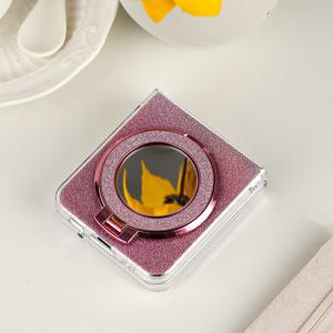 TEMU 폰 케이스: 1 그라데이션 반짝이 글리터 카드스톡 라운드 미러 메이크업 터치업 스탠드, 접이식 폰 케이스, 갤럭시 Z 플립3 5G, 갤럭시 Z 플립4 5G, 갤럭시 Z 플립5 5G, 갤럭시 Z 플립6 5G 호환