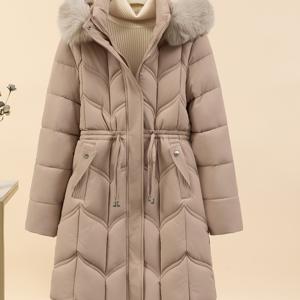 TEMU 새 여성 의류 컬렉션, 스타일리시한 아우터, 핏 좋은 미디 길이 코트, 두꺼운 따뜻한 재질