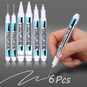 TEMU 6개입 화이트 마커펜 그래피티펜 방수 젤펜 타이어 노트북 유리 페인팅펜 0.7mm 1mm 2.5mm