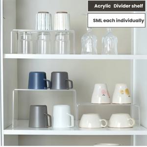 TEMU 다기능 아크릴 스토리지 랙 - 내구성 강한 접시 & 그릇 정리대, 공간절약형 선반 랙 (캐비닛/서랍용), S/M/L 사이즈, 랙