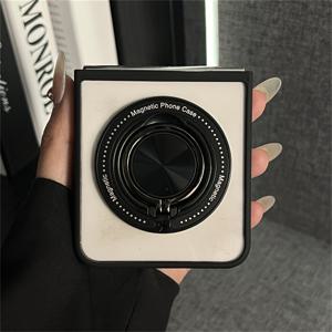 TEMU 갤럭시 Z 플립 7 6 5 4 3용 럭셔리 회전 링 홀더 접이식 브래킷 투명 폰 케이스 - 심플 마그네틱 무선 충전 투명 백 범퍼 커버