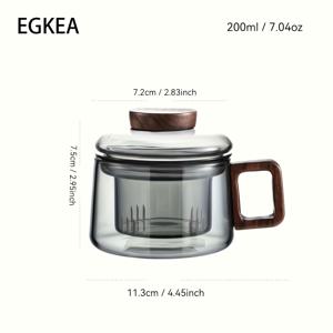 TEMU 1세트, 200ml, 뚜껑 포함 스모키 그레이, 손잡이 있는 유리 티컵, 티용 하이 보로실리케이트 숏 컵, 가정용 미니 3피스 컵, 커피 및 밀크 컵, 열 저항 및 열화상 불로 직접 가열 가능, 유리 꽃차 컵
