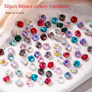 TEMU 50개 반짝이는 라인스톤, 8mm 유리 대형 드릴, 다면형 쿠션 컷 라인스톤 (뾰족한 뒷면), 네일 , 주얼리 및 폰 케이스 제작에 적합