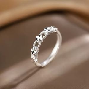 TEMU 네잎 클로버 반지 | 라운드 생크, 오픈 디자인, 고급스러운 스타일, 여성용 지문가리 반지