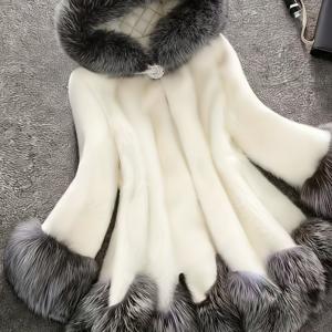 TEMU 겨울용 후드 플러시 코트 | 우아한 중간 길이 두꺼운 루즈핏 아우터웨어