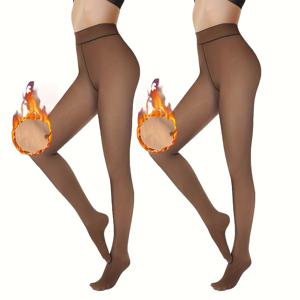 TEMU 2개 세트 '하이웨이스트 반투명 블랙 타이츠, 포근한 두꺼운 겨울 레깅스