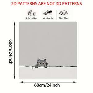 TEMU 1개, 2D 평면 프린팅 세탁기 뚜껑 보호대, 귀여운 회색 고양이, 다용도 세탁기 커버 매트, 세탁실 욕실 홈 데코, 룸 데코, 2D 평면, 세탁실 장식,가전 커버 매트,귀여운 고양이 디자인,장난기 넘치는 홈 액세서리,경량 보호대,청소가 쉬움,실용적인 홈 솔루션,애완동물 애호가