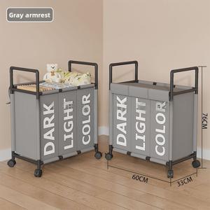 TEMU 대형 3단 수납칸 바퀴 달린 이동식 더러운 옷 수납 바구니, 디지털 패턴, 욕실용 더러운 옷 수납 바구니, 더러운 옷 통, 세탁 바구니