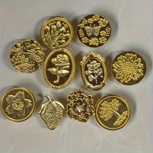 TEMU 10개 골드 엠보서 스탬프 세트, 편지 봉인, 왁스 스탬프 제작 및 인사말 카드 및 선물 장식을 위한 다양한 디자인의 금속 왁스 실링 키트