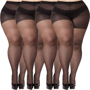 TEMU 세련된 여성들을 위한 데일리룩을 위한 세련된 플러스 사이즈의 섹시하고 고품질의 가벼운 봄 스프링 스타킹 4켤레