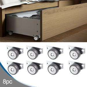 TEMU 8개입 플랫 베이스 고정 캐스터 — 가구 및 장비의 견고한 설치용, 저소음 작동, 캐비닛, 옷장, 화분받침대에 이상적, 부드러운 이동성 | 부드럽게 굴러가는 캐스터 | 메탈릭 마감