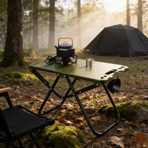TEMU 휴대용 접이식 캠핑 테이블, 스테인리스 스틸 야외 식탁, 캠핑, 해변, 바베큐, 하이킹용 컴팩트 디자인 (접이식)