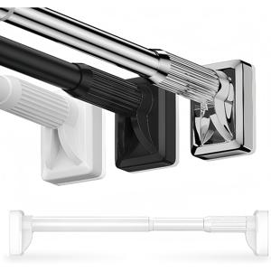 TEMU 1 드릴 불필요 텔레스코픽 로드, 중력 텐션 로드, 길이 조절 가능 강력한 하중, 발코니 건조대 로드, 샤워 커튼 로드, 도어 커튼 로드, 창문 커튼 로드, 옷장 로드, 옷장 칸막이 로드, 주방 캐비닛 로드, 세탁 건조대 로드