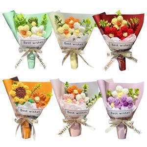 TEMU 그녀/남자를 위한 선물 세트, 미니 코바늘 꽃 장식 6개, 수제 제작, 결혼식, 발렌타인데이, 생일 파티 장식에 완벽