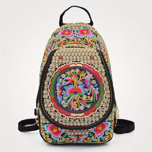 TEMU 자수 캔버스 백팩 | 듀얼 퍼포먼스 변환형 숄더 & 크로스바디 백, 조절 가능한 스트랩, 꽃무늬 패턴, 그리고