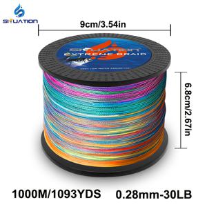 TEMU 4가닥 PE 라인, 4배 초강력 인장력 낚싯줄, 1000m/1096YDS/3280ft, 루어낚시줄, 우븐 그물줄