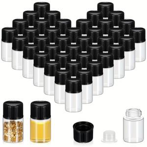 TEMU 100개 투명 유리병 유리 샘플병 투명 병 스크루 캡 및 플라스틱 스포터 누출 방지 오일 샘플 향수 스프리츠 경량 향수 여행 (2 Ml/3Ml)