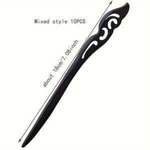 TEMU 혼합 10개 세트 수제 고대 중국 일본 목재 머리핀 젓가락 나무 빈티지 조각 긴 포크 펜 숄 핀 스틱 머리핀 클립 바레트 여성용 머리끈 치뇽 홀더 대량