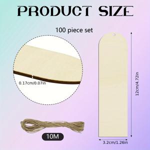 TEMU 100개 빈 나무 북마크 키트 (황마끈 포함), 글쓰기, 그림, 발렌타인데이 휴일 장식 선물, DIY 수제 공예용