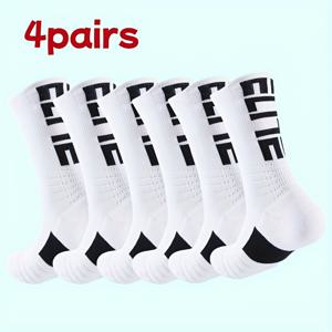 TEMU 두꺼운 타월 소재 밑단이 있는 남녀공용 크루 삭스 4켤레, 러닝, 야외 하이킹 및 등산에 적합