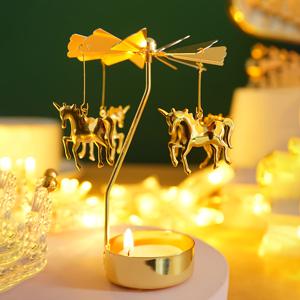 TEMU 1개 로맨틱 회전 캔들 홀더, 골든 스피닝 캔들 스탠드 - 로맨틱 웨딩, 파티, 홈 다이닝 테이블 데코, 축제용