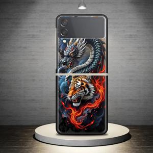 TEMU 휴대폰 케이스 - 드래곤 & 타이거 배틀 케이스 (삼성 갤럭시 Z Flip4, Z Flip3, Z Flip5, Z Flip6, Z Flip 5G 하드 케이스)