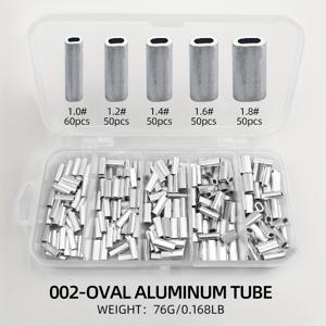 TEMU 싱글 알루미늄 합금 압착 슬리브 키트 | 원형 타원형 낚싯줄 압착 슬리브, 튜브 커넥터, 와이어 로프 케이블 리더, 리깅 태클