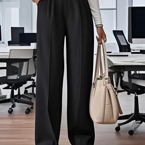 TEMU BK051549 여성용 우아하고 스타일리시한 버튼 웨이스트 신축성 바지