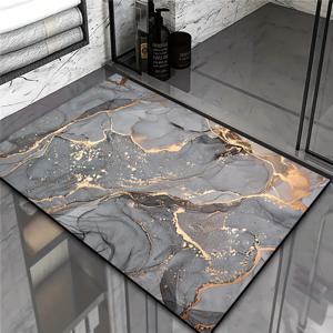 TEMU 초흡수성 대리석 패턴 욕실 매트 - 부드러운 규조토, 미끄럼 방지 및 빠른 건조, 주방 및 욕실 현관에 적합