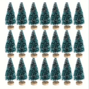 TEMU 겨울 장식에 완벽한 5cm/1.968인치 미니 눈 덮인 나무 36개입. 이 초록색 병 브러시 나무는 새해 장식, 파티를 위한 인공 눈 풍경 만들기, 집 장식에 이상적입니다.