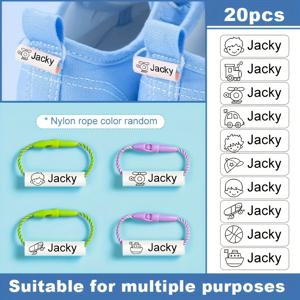 TEMU 재사용 가능한 이름표가 달린 다양한 수량으로 구매 가능한 흰색 간편 튜브 신발. 물병, 가방, 펜, 우산 등에 라벨링에 완벽합니다. 태그는 제거 가능합니다.