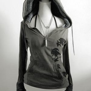 TEMU 가을 여성 의류 Y2K 해골 프린트 안감 후드 포켓 스웨트셔츠